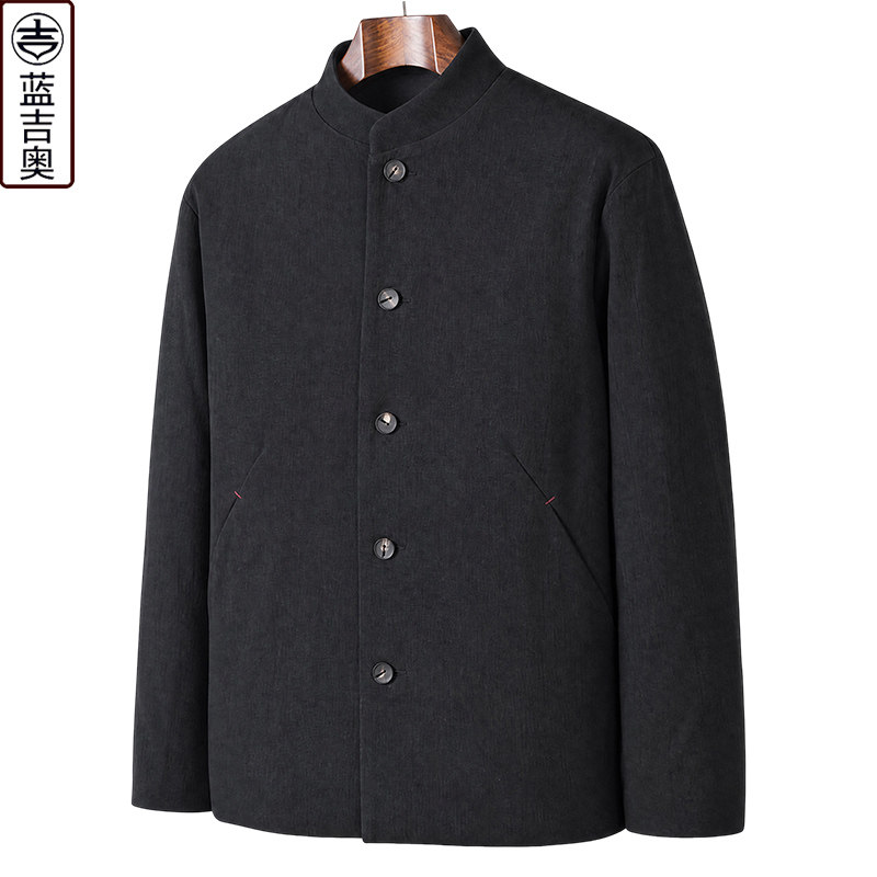 中青年男士秋冬季立领羽绒服上衣中年爸爸新中式国风冬装男装外套
