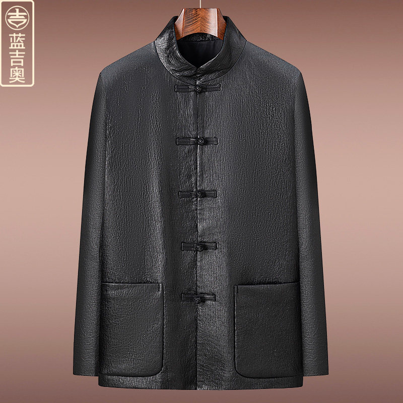 真皮唐装男绵羊皮加厚海宁皮衣棉服中式男装爷爷中老年中国风外套,男装,唐装,淘宝优惠券,粉丝福利购,淘宝优惠卷