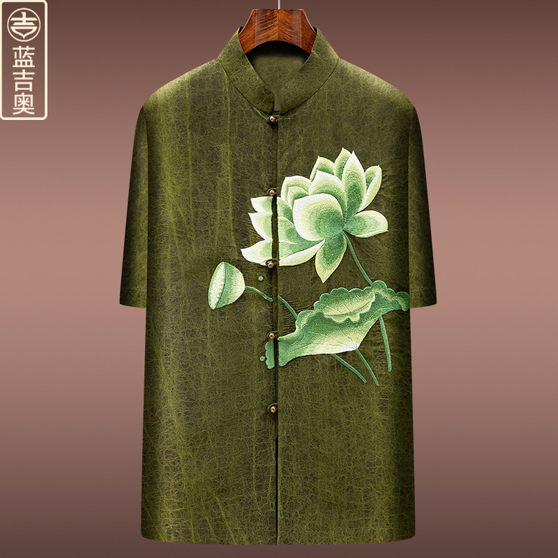 高端男士香云纱唐装真丝蚕丝华服