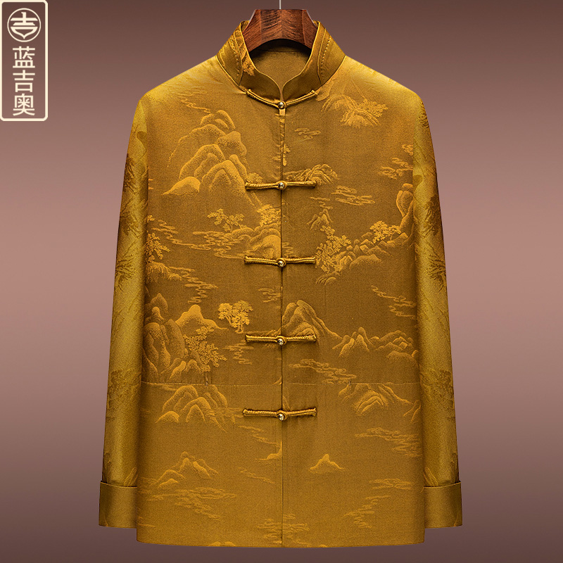 男士香云纱唐装中国风桑蚕丝外套