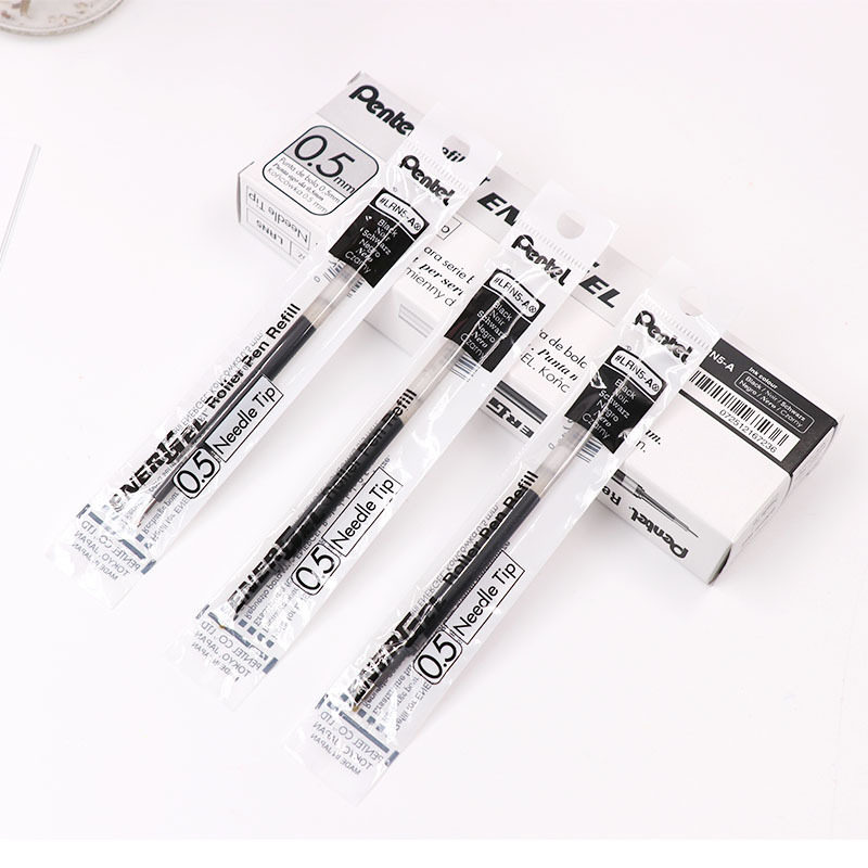 日本pentel派通lrn5中性速干笔芯0.5mm考试学生半针管替换芯办公