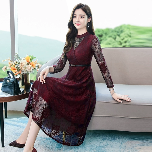 Элитное осеннее женское кружевное платье, осенний модный лонгслив, в западном стиле, яркий броский стиль, по фигуре