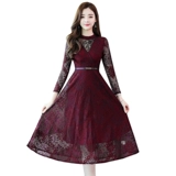 Элитное осеннее женское кружевное платье, осенний модный лонгслив, в западном стиле, яркий броский стиль, по фигуре