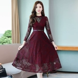 Элитное осеннее женское кружевное платье, осенний модный лонгслив, в западном стиле, яркий броский стиль, по фигуре