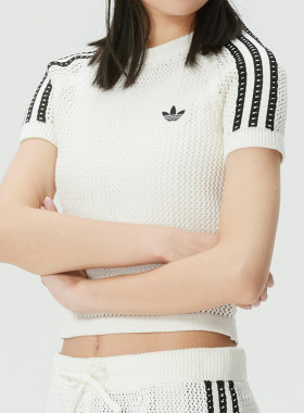 阿迪达斯女装2026夏季新款运动服编织透气休闲时尚T恤短袖KE0200