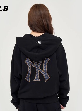 MLBNY老花大标夹克2025新款男女装连帽运动服外套3ATRM0544