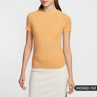 女士刺绣紧身针织透气休闲运动短袖 Nike 耐克正品 夏季 743 HV2402