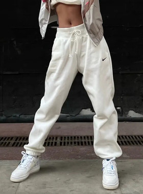 Nike耐克裤子冬季新款加绒运动裤宽松束脚裤正品女裤厚款保暖长裤