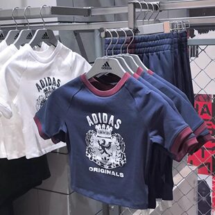 Adidas三叶草欧阳娜娜徽标点缀女子运动修身短袖T恤JW6033 JZ0851