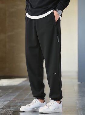 Nike耐克裤子薄款运动裤纯棉男裤新款小脚裤透气针织长裤卫裤