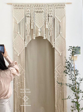 【相思】 macrame复古派对背景帘子拱形美式编织挂毯绳编隔断门帘