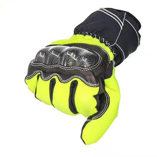 国宾铁骑冬款骑行保暖防水全指手套机赛车龙虾服防摔触摸荧光手套