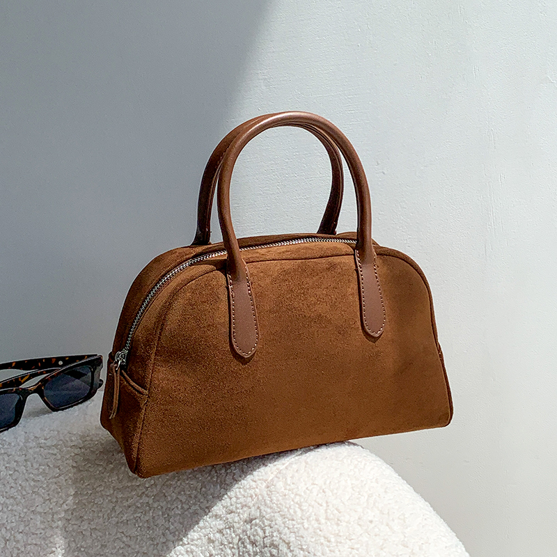 高级感复古磨砂绒托特包手提包包