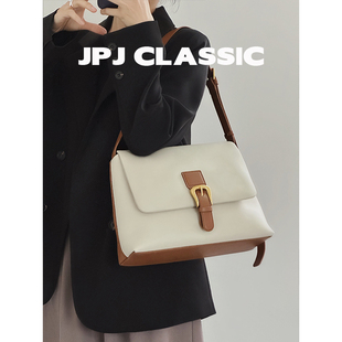 jpjclassic新品 牛皮通勤包女单肩斜挎腋下包百搭ins风邮差包软皮