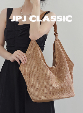 jpjclassic夏季草编织包女单肩腋下水桶包大容量度假慵懒托特包