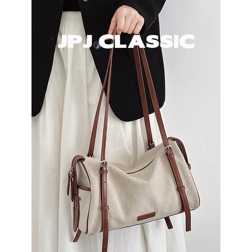 jpjclassic棉麻通勤波士顿包