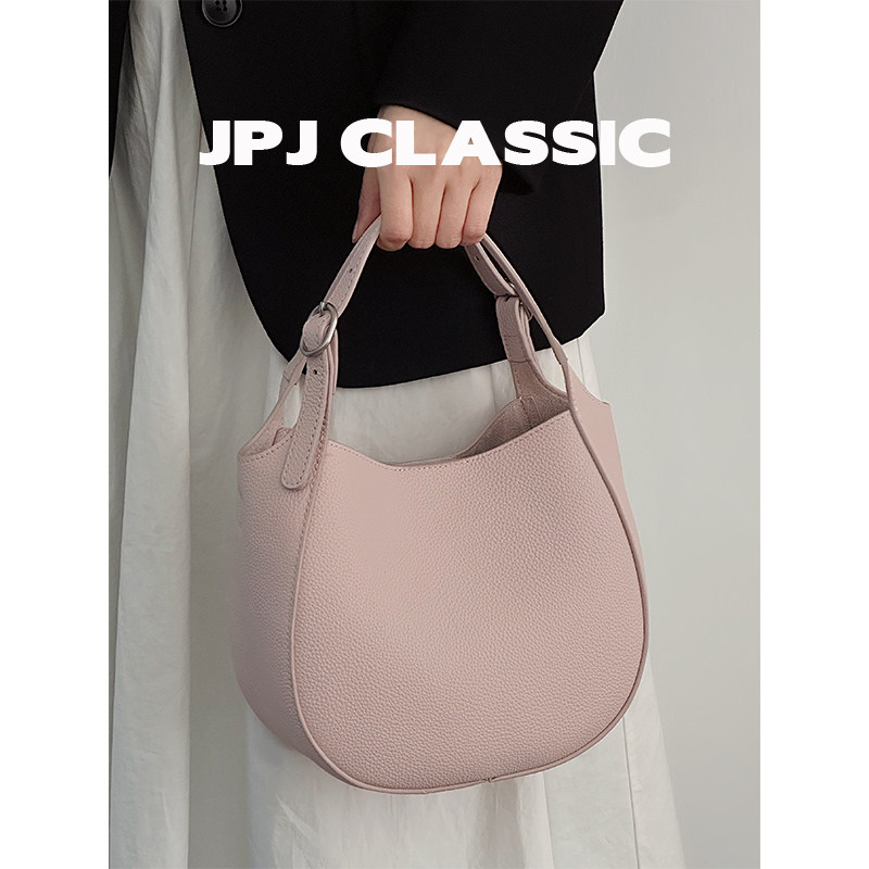 jpjclassic头层牛皮城市风菜篮子水桶包单肩斜挎通勤软包翅膀包