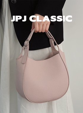 jpjclassic头层牛皮城市风菜篮子水桶包单肩斜挎通勤软包翅膀包