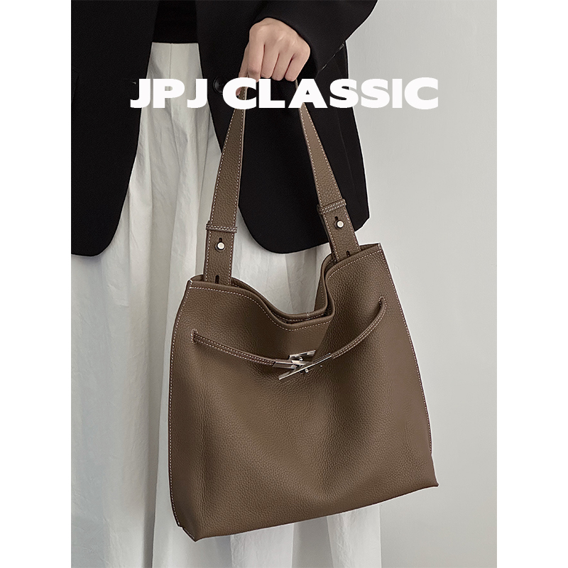 jpjclassic头层荔枝纹牛皮凯莉包女单肩斜挎通勤城市风软包托特包