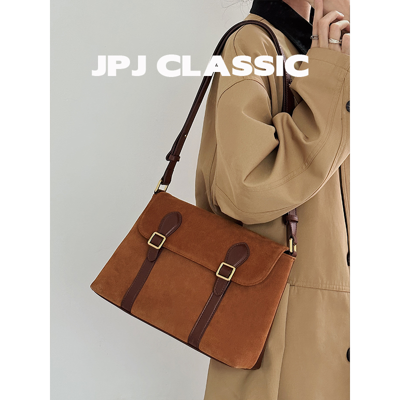 jpj磨砂牛皮邮差包通勤剑桥包