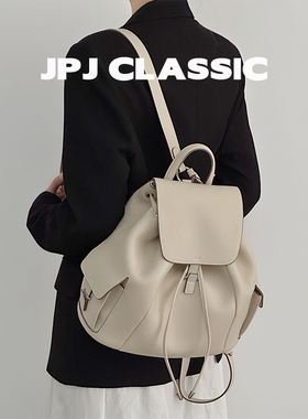 jpjclassic早春头层牛皮双肩包女大容量休闲背包通勤包城市风软包