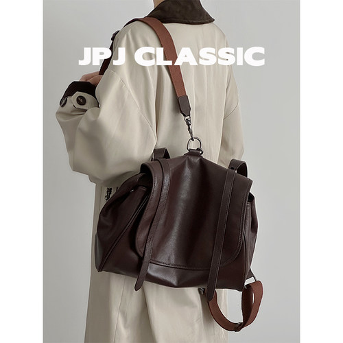 头层植鞣牛皮双肩包女