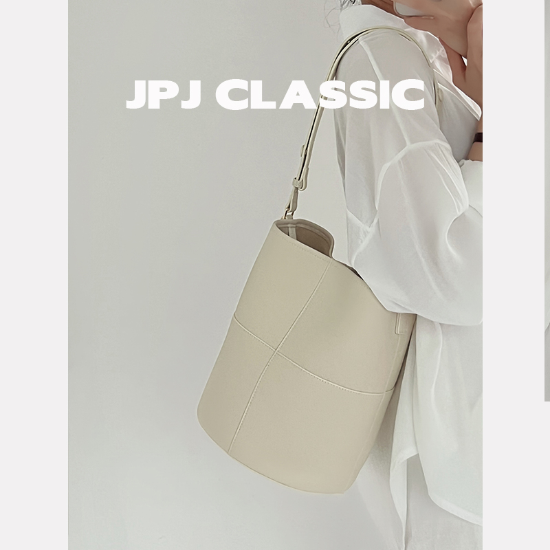 jpjclassic头层牛皮水桶包女通勤包单肩斜挎休闲托特包慵懒风时尚 箱包皮具/热销女包/男包 水桶包 原图主图