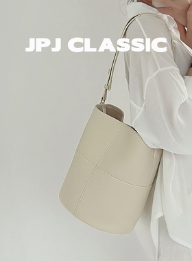 jpjclassic头层牛皮水桶包女通勤包单肩斜挎休闲托特包慵懒风时尚