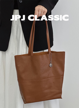 jpjclassic新款头层牛皮托特包女慵懒风单肩腋下包通勤大包包