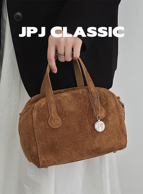 jpjclassic早秋新品磨砂牛皮波士顿包枕头包女单肩斜挎手提包通勤