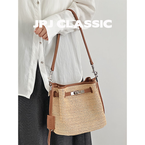 jpjclassic草编水桶包度假通勤