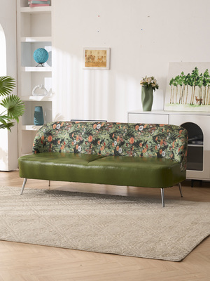 花布沙发客厅小户型窄款服装店接待理发店铺休息区小型双人小沙发