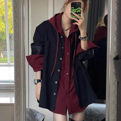 酒红色衬衫穿搭一整套