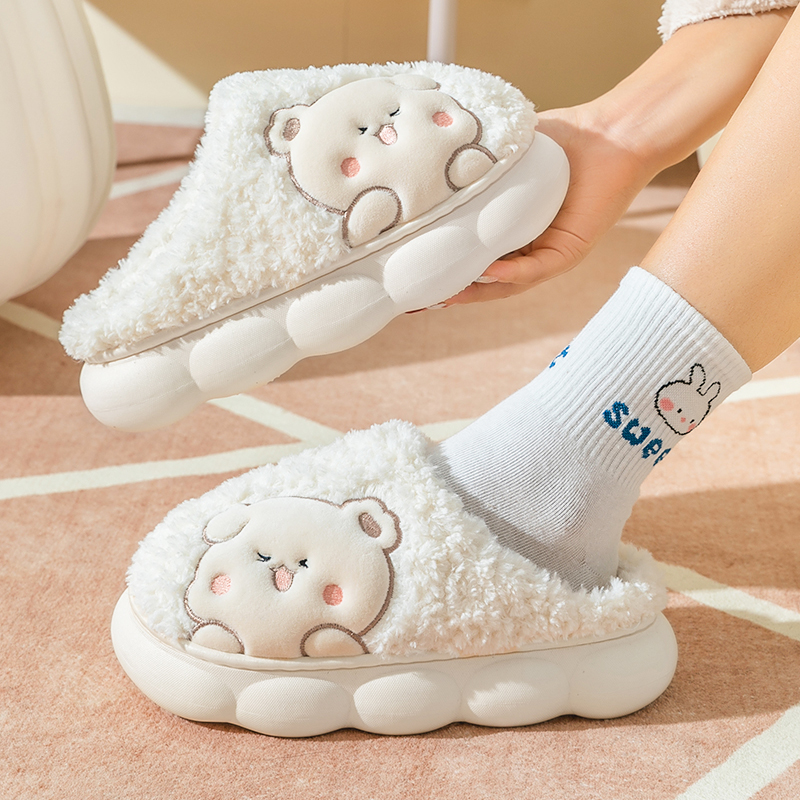 踩屎感棉拖鞋女冬季毛绒厚底