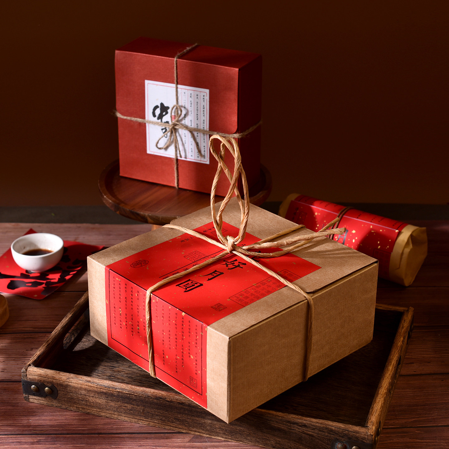 中式糕点包装盒散装月饼蛋黄酥桃酥花酥喜饼牛皮纸盒子传统礼品盒