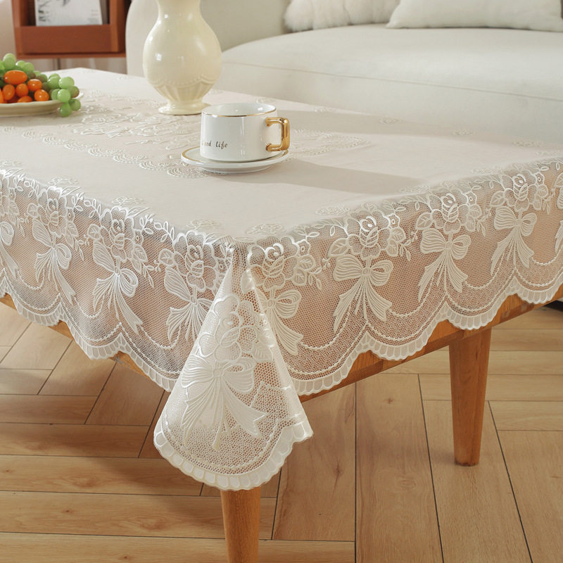欧式复古风刺绣花卉桌布PVC防水长方形餐桌布金色花边装饰防滑,居家布艺,桌布,淘宝优惠券,粉丝福利购,淘宝优惠卷