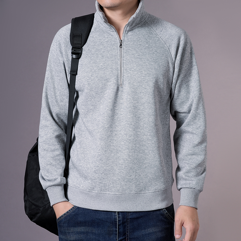 春季新款套头立领开衫卫衣男士美式运动休闲上衣时尚半拉链外套潮