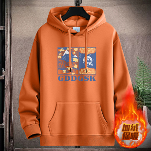 青年男女连帽加绒卫衣学生纯棉加厚保暖套头打底帽衫情侣潮流外套