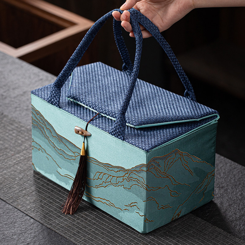 手工刺绣布包茶叶包装新婚伴手礼干果饰品收纳盒通用定制礼品空盒