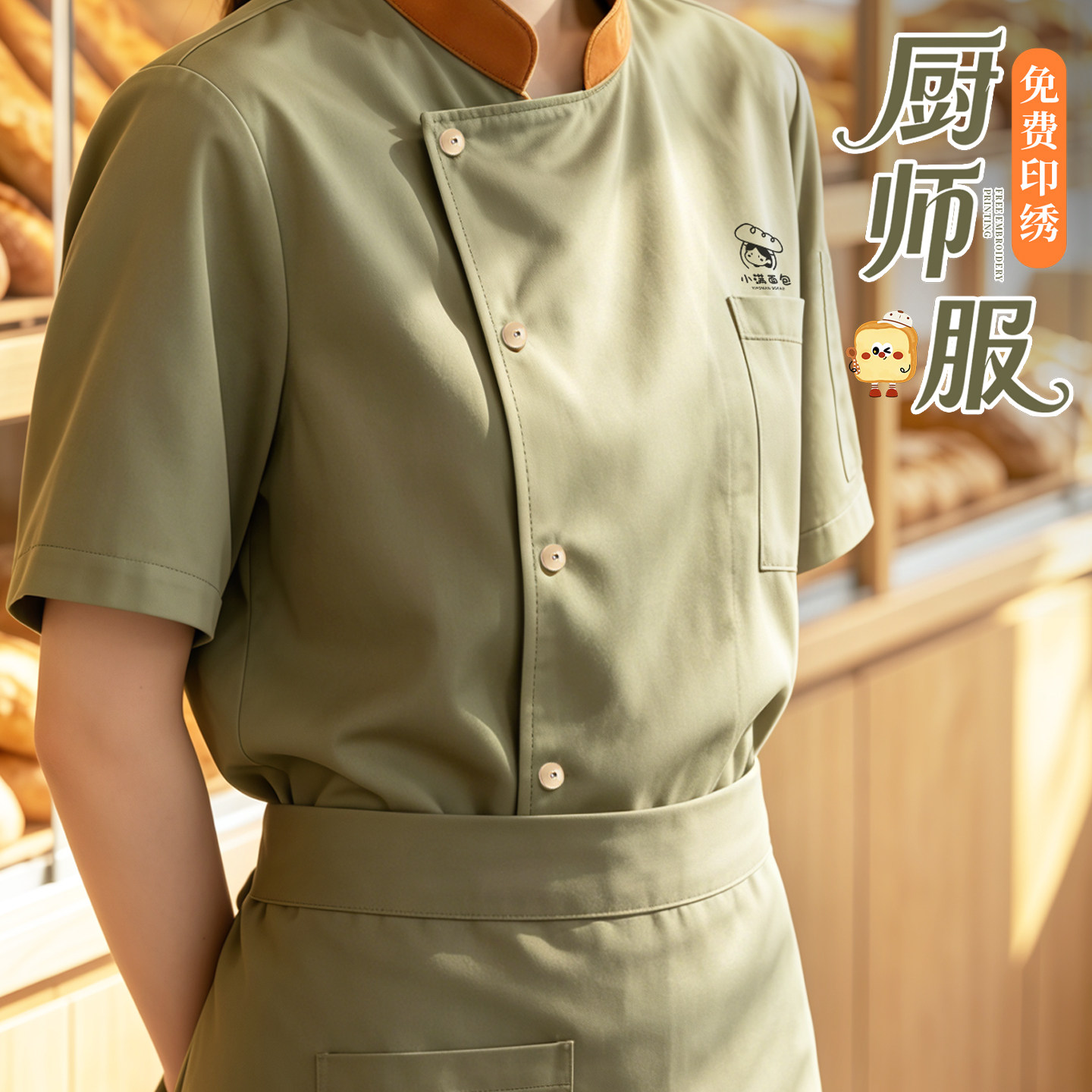 新款厨师工作服定制短袖夏季烘焙甜点餐饮酒店后厨专用工装印logo