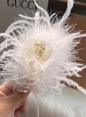 高级感明星同款羽毛后脑勺发夹