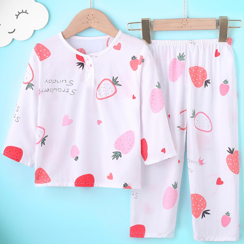 儿童长袖长裤薄男睡衣套装休闲服
