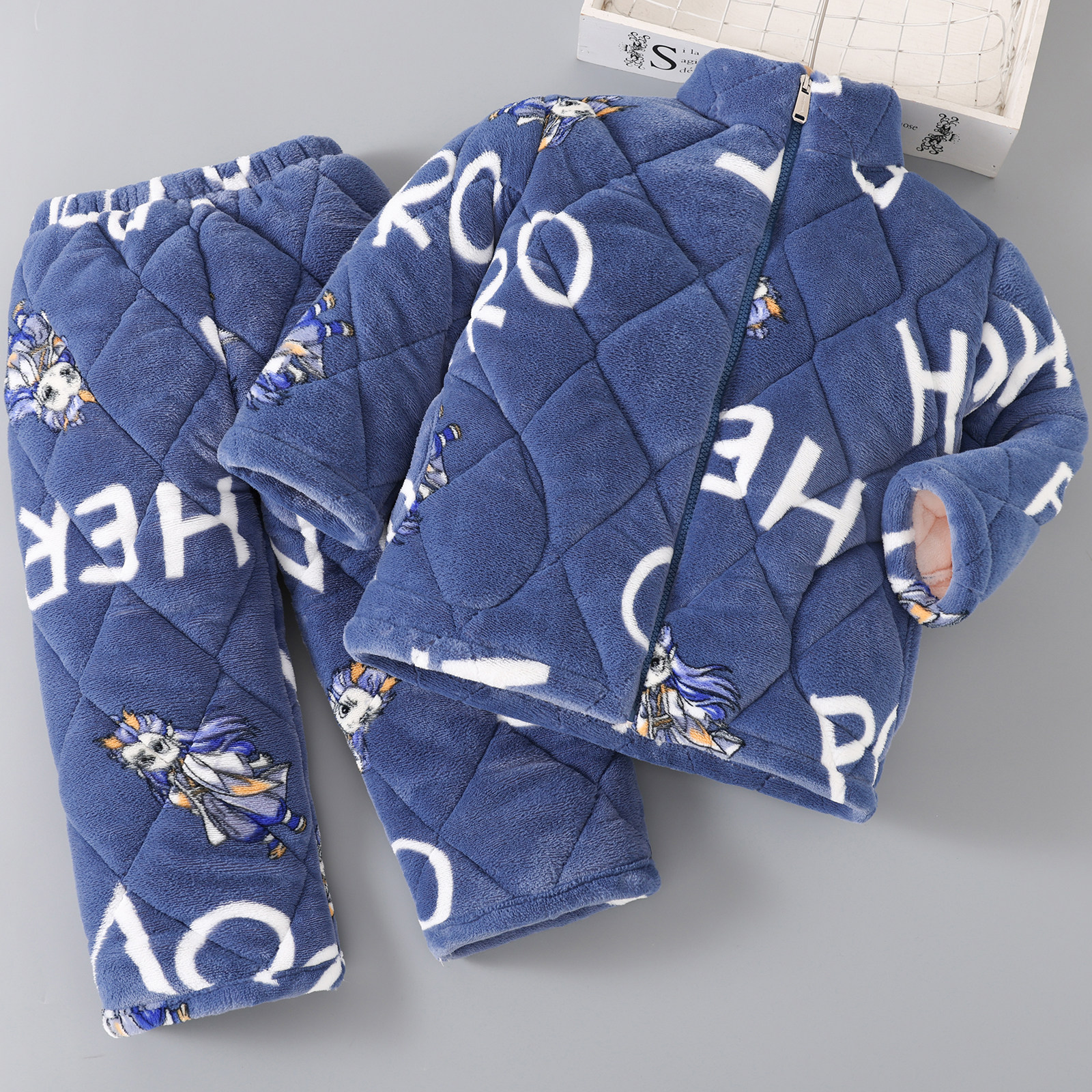 2025年新款三层夹棉儿童睡衣男孩女宝加厚加绒保暖家居服亲子套装,童装/婴儿装/亲子装,家居服套装,淘宝优惠券,粉丝福利购,淘宝优惠卷