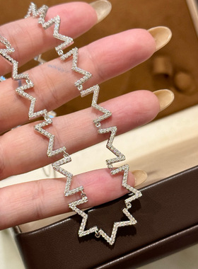 S925纯银精工高级感字母M拼接项链女锁骨链中古颈链轻奢锁骨链女