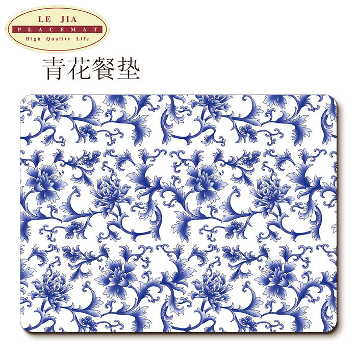 外贸出口西餐垫典雅青花木质软木隔热垫装饰画