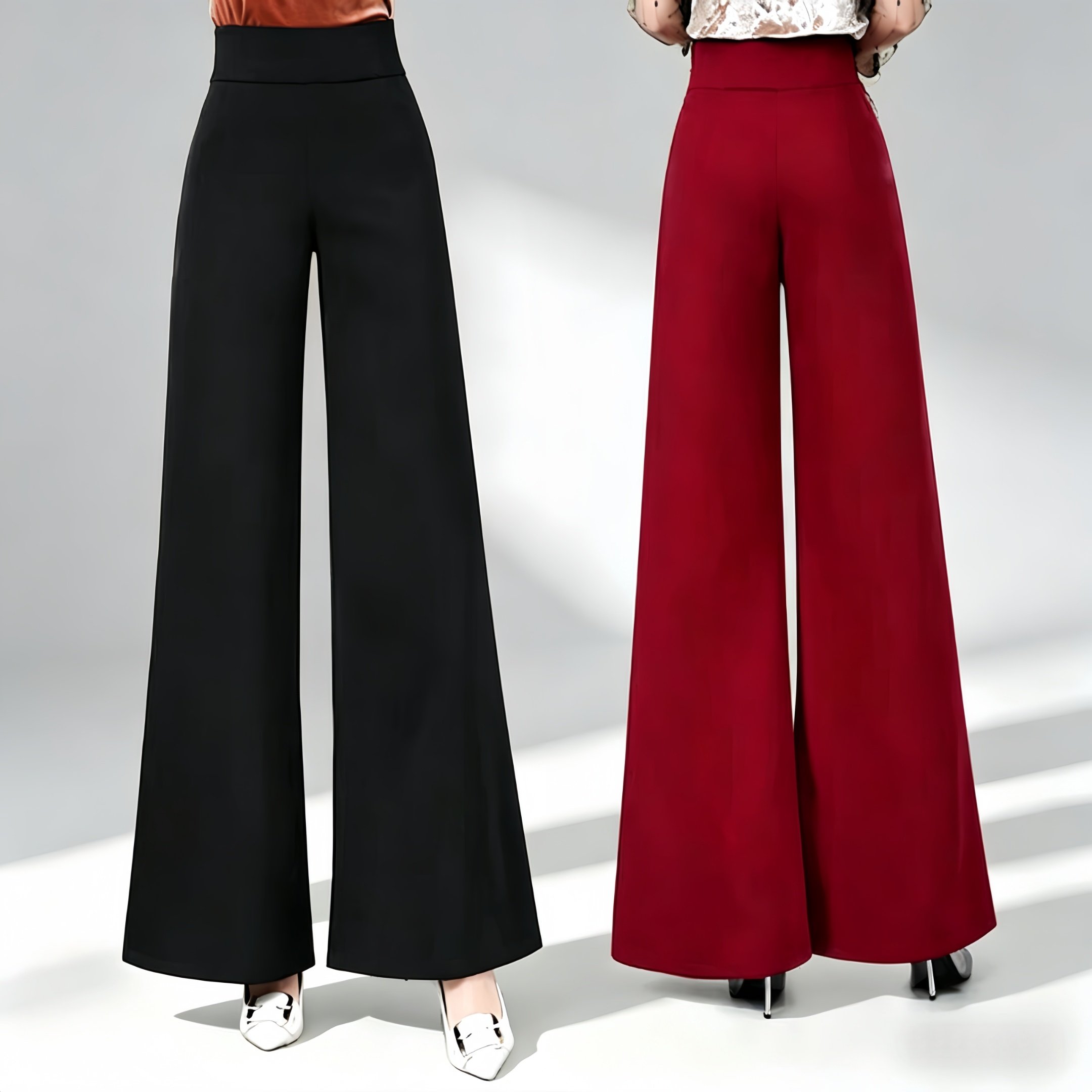 摩登舞国标舞女士跳舞高腰广场舞阔腿裤练功长裤黑色交谊舞蹈裤子