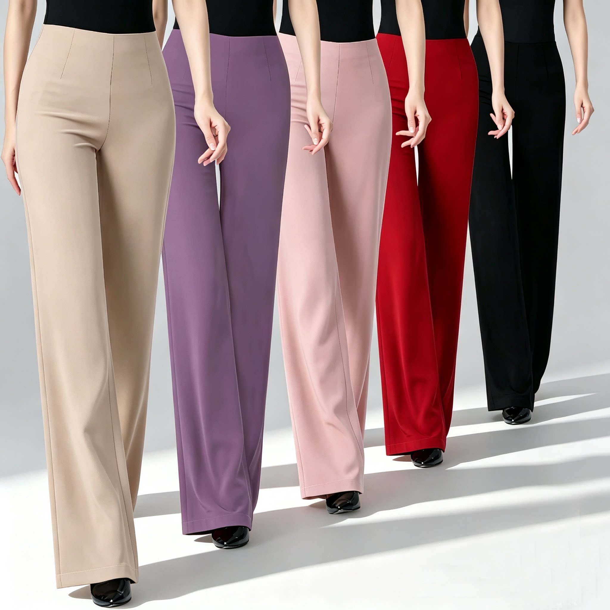 女士跳舞裤子高腰直筒显瘦裤舞蹈裤吉特巴交谊舞摩登舞百搭跳舞裤