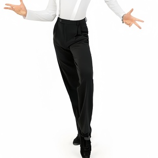 男士专业拉丁舞蹈修身小脚西裤黑色夏季国标舞跳舞练功表演长裤子