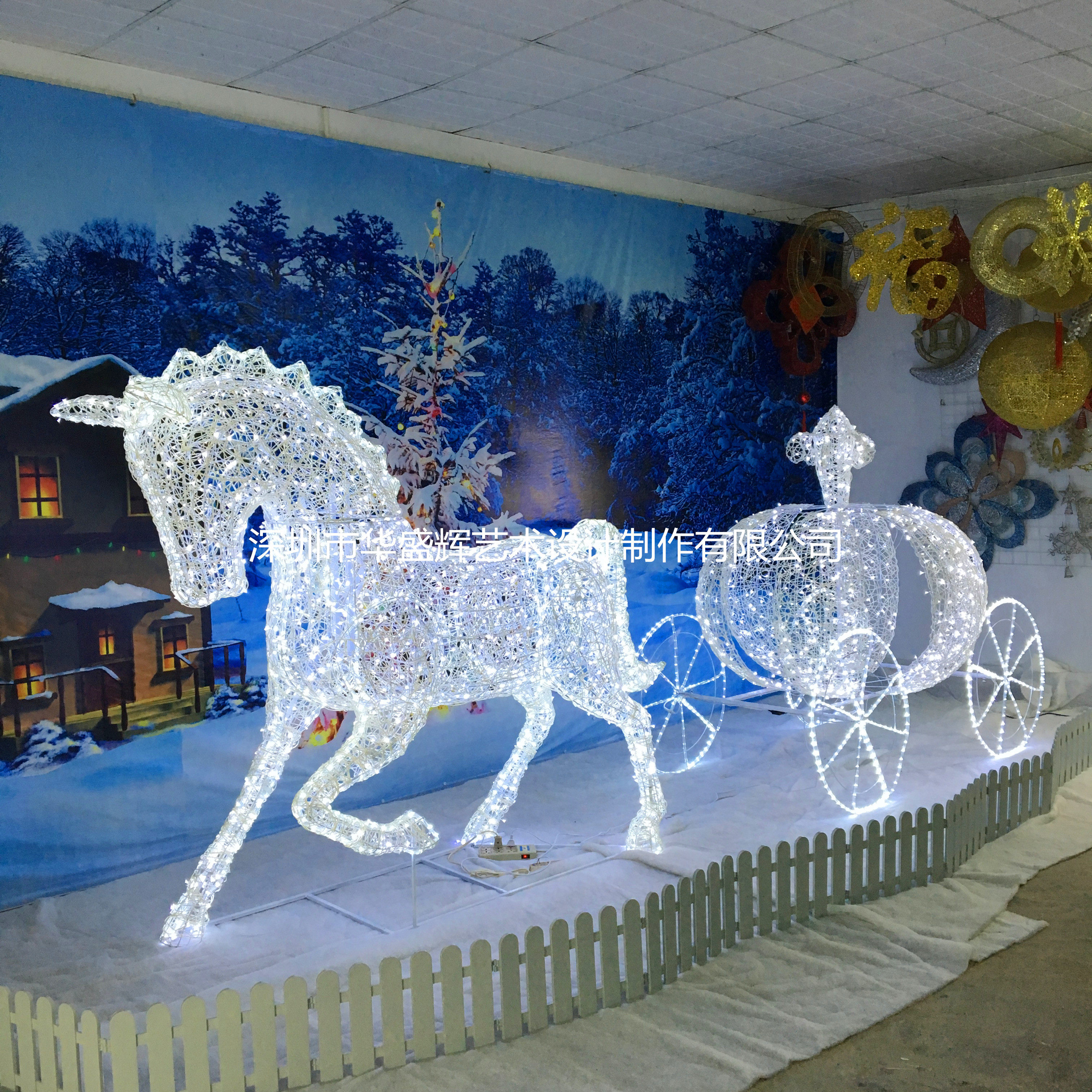 圣诞南瓜马车场地布置 马车灯光节 圣诞节日装饰马车婚庆广场亮化