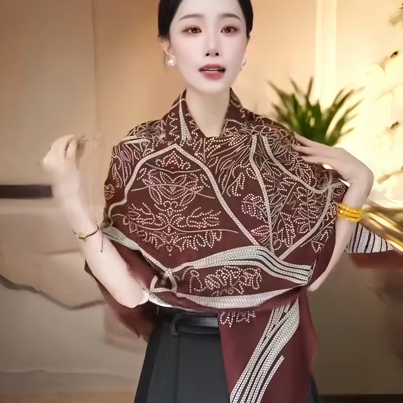 复古棉麻百搭大方巾春夏旅游防晒空调房披肩薄轻奢高级感护颈围巾